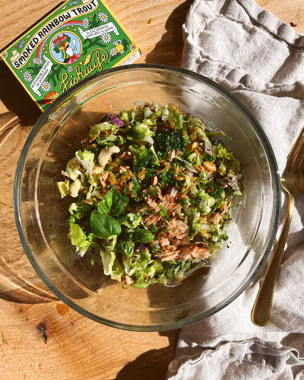 Crispy Rice Salad with Smoked Rainbow Trout and Green Goddess Dressing