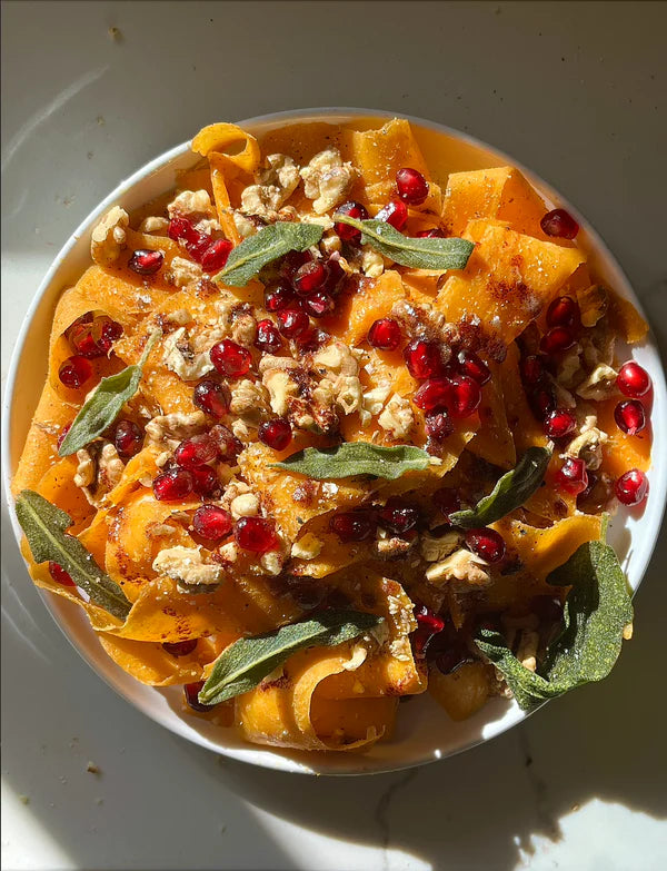 Raw Butternut Squash Ribbons with Anchovy Browned Butter