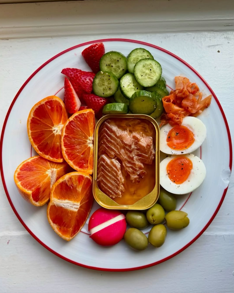 Tinned fish on a plate.